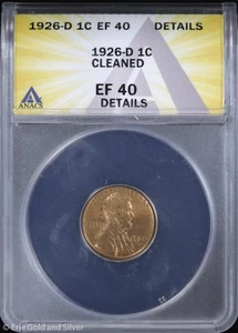 1926-D 1c Lincoln Wheat Cent ANACS EF 40 Details | XF - Picture 1 of 4