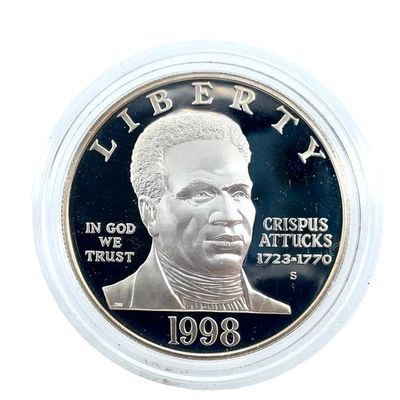 1998 S Black Revolutionary War Patriot Silver Dollar Proof Coin in Capsule - Image 1 of 4