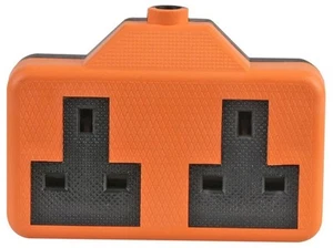 PRO ELEC - Prise d'extension en caoutchouc 2 voies 13A Orange - Photo 1/1