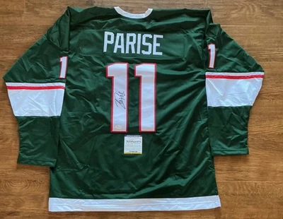 Camiseta deportiva de hockey estilo Minnesota Wild Pro autografiada firmada por Zach Parise certificado de autenticidad TSE Foto 1 de 3