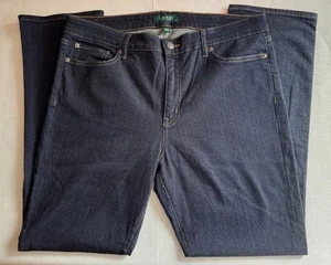 Lauren Ralph Lauren Deep Indigo Dark Blue Straight Jeans Size 14 Inseam 30" EUC - Picture 1 of 10