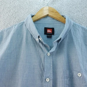 Camisa de mezclilla Quiksilver XXL para hombre con botones cambray manga corta azul surf - Imagen 1 de 6