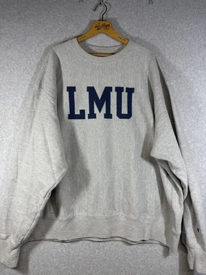 Sudadera LMU Para Hombres 2XL Gris Universitario Baloncesto Tejido Inverso Cuello Redondo Pullover Foto 1 de 4