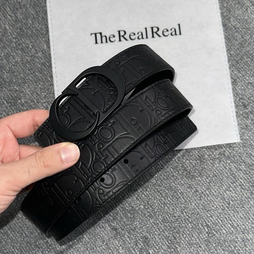 Authentic Christian Dior Gray Monogram Belt, Men's Size 34-36