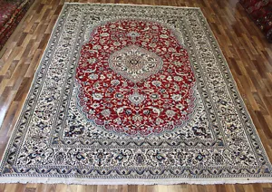 FINE PERSIAN NAIN RUG WOOL & SILK 340 X 250 CM HANDMADE RUGS ORIENTAL RUG CARPET - Picture 1 of 12