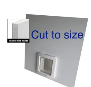 White uPVC Door Replacement Panels With Built In Cat/Dog Flap cut to size 28mm - Picture 1 of 4