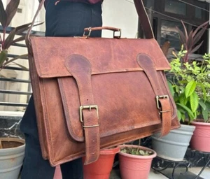 Bag Briefcase Vintage Men's Shoulder Satchel Messenger Leather Laptop Genuine - Picture 1 of 5