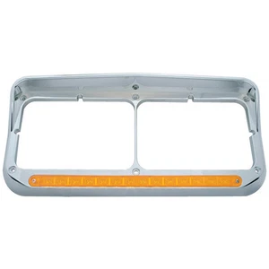 Headlight Bezel Visor Rect. Dual Light LED Peterbilt Freightliner Kenworth (L/H) - Picture 1 of 1