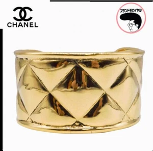 CHANEL Matelasse Bracelet Bangle Coco Mark Gold Vintage Accessory Jewelry - Picture 1 of 24