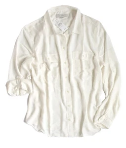 Blusa utilitaria Ann Taylor LOFT - XL - NUEVA CON ETIQUETAS marfil y plata a rayas metálicas - Imagen 1 de 3