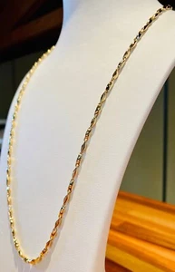 18K Yellow Gold Necklace • Men's and Women's Chain • Handmade Chain Necklace - Picture 1 of 5
