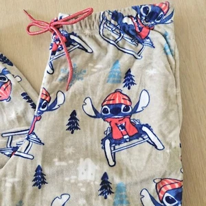 Disney Stitch Plüsch Damen Schlaf Jogger mit Taschen Winter Weihnachten Pyjama - Bild 1 von 7