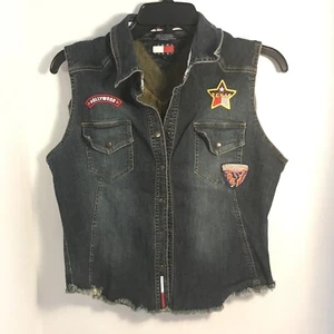 Vintage Style Tommy Jeans Patch Vest Women’s Junior’s Texas Hollywood XL - Picture 1 of 19