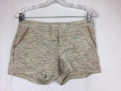 Pantalones Cortos Joie Tostados Multicolor Texturizados con Borde de Cuero Sintético Talla 2 100% Algodón Foto 1 de 2