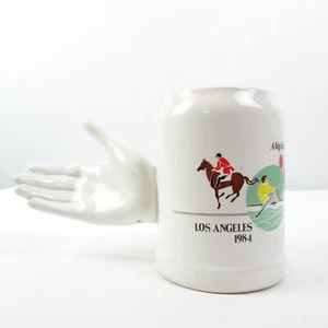 Gerzit Ceramic Stein Mug Olympics 1984 Los Angeles A Big Hand Athletes Vintage - Picture 1 of 6