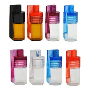 36/51mm Amber/Clear Glass Pill Case with Folding Spoon Random Empty Bottle Jar - Picture 1 of 10