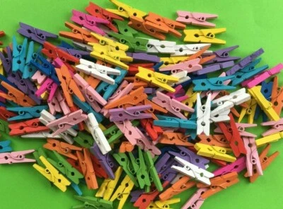 Mini Holzklammern Kleine Klammern Memo Clip Fotoclips Bunte Holz Wäscheklammern - Bild 1 von 4