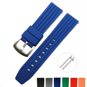 Quick Release Sports Waterproof Silicone Rubber Watch Strap Band 20mm 22mm 24mm - Picture 1 of 19