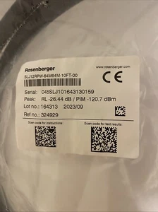 Rosenberger SLJ12RPW-64M64M-10FT-00 COAX Cable New in Bag - Zdjęcie 1 z 2