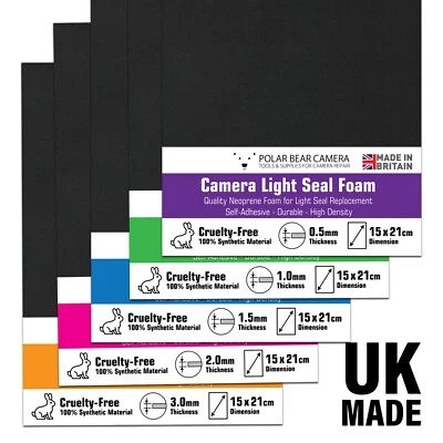 Light Seal Foam 0.5mm 1mm 1.5mm 2mm 3mm Self-Adhesive MADE IN UK - Image 1 of 4