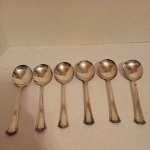 6 National Silver Co. E.P.N.S. Soup Spoons  Vintage  - Picture 1 of 6