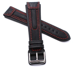 RIOS1931 Sulla Monza Rindsleder Uhrenarmband Carbon look 20mm 22mm 24mm - Picture 1 of 4