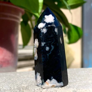 40G Natural black cherry blossom agate pointed pillar crystal spiritual energy - Imagen 1 de 17