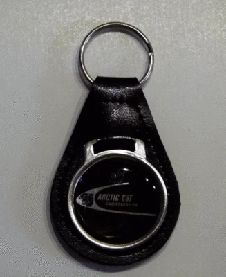 Reproduction Arctic Cat Swoosh-Chr Snowmobile Medallion Leather Keychain (002)
