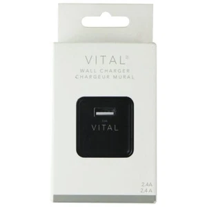 Vital (2.4A) Single USB Wall Charger Travel Adapter - Black (8024381C) - Picture 1 of 1