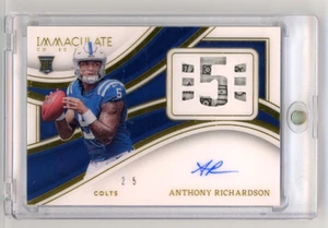 Anthony Richardson 2023 Panini Immaculate Numbers Rookie Patch Auto /5 RC Colts - Picture 1 of 2