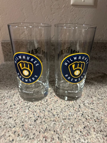 2- 2021 Milwaukee Brewers Baseball  Jim Beam Highball Glass BDA MLB Great Color Cover