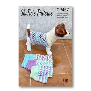 Patrón de ganchillo para abrigo de perro, x sm, sm, med, lg, DOBLE TEJIDO UK términos CP467 - Imagen 1 de 7