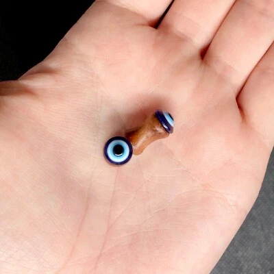 SALE - Evil Eye Double Flare Wood Plugs 2g - 11/16" - Image 1 of 2