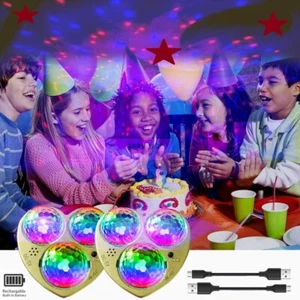 LED Disco Lichter eingebaute Batterie, Sound aktiviert Sternenhimmel Party Licht 7 Modi 2 Stück - Bild 1 von 5
