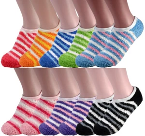New 6-12 Pairs Women Low Cut Ankle Slipper Socks Cozy Fuzzy No Show Loafer Liner - Picture 1 of 5