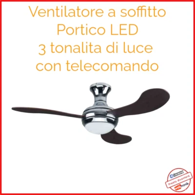 Ventilatore da Soffitto con Luce e Telecomando LED Velocita' Pale in Legno 130cm - Immagine 1 di 2