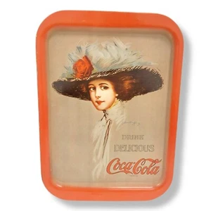 Vintage 1971 Coca-Cola Drink Delicious Tin Tray 1909 Lady Hamilton King  - Picture 1 of 9