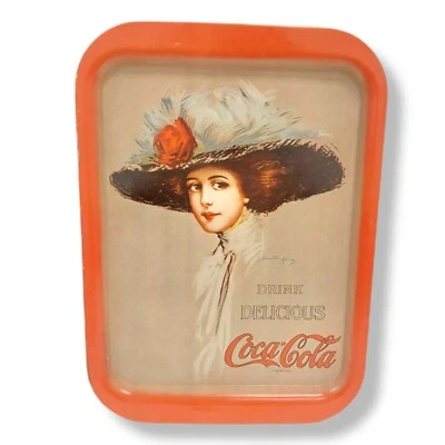 Vintage 1971 Coca-Cola Drink Delicious Tin Tray 1909 Lady Hamilton King  - Image 1 of 4