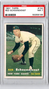 1957 TOPPS BASEBALL RED SCHOENDIENST #154 PSA 7 NM HOF