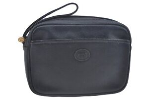 Authentic GUCCI Clutch Hand Bag Purse Leather Black Junk K1069