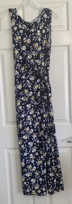 Vestido Lands End Para Mujer M Azul Floral Corbata Cintura Sin Mangas Maxi Vacaciones Nuevo con Etiquetas Foto 1 de 4