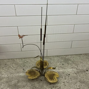 Vintage Brutalist Metal Copper Brass Cattails Sculpture 13” Signed W. Day - Picture 1 of 6