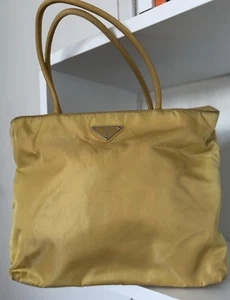 Prada Vintage Tessuto Mustard Yellow Tote Bag *RARE* - Picture 1 of 15