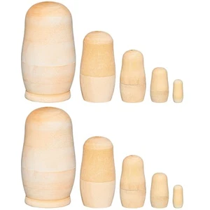 2 Sets Unpainted Nesting Dolls Blank Russian Nesting Dolls Personalize Create... - Picture 1 of 8