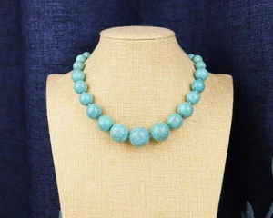 Blau Türkis Perlenkette, große Türkis Perlenkette für Damen - Bild 1 von 5