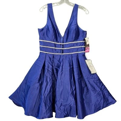 Mini Vestido Blondie Nites Azul Formal NUEVO Sin Mangas Cuentas Mujeres Juniors Talla 13 Foto 1 de 4