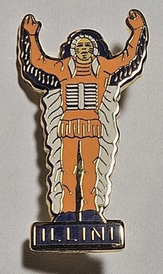 University Of Illinois Fighting Illini CHIEF ILLINIWEK Pin/Enameled /NOS L@@K! - Image 1 of 3