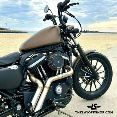 Sistema de exaustão Harley Sportster ferro 1200/883 aço inoxidável construído à mão nos EUA - Imagem 1 de 4