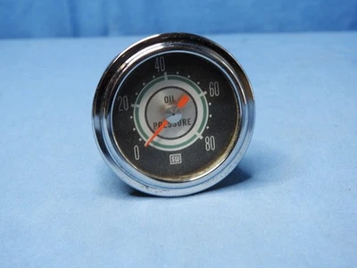 ¡Raro! Manómetro de presión de aceite personalizado Stewart Warner Green Line original vintage años 60 Foto 1 de 4