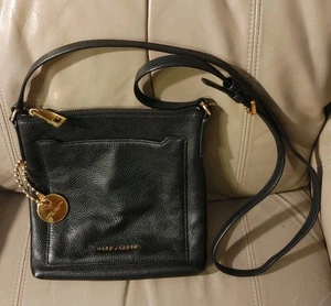 Marc Jacobs Tourist Leather Crossbody Bag Pebbled Black Leather, Gold Tone Metal - Picture 1 of 12